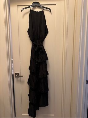 NWT Petal and Pup Sarona Black Tiered Ruffle Halter Maxi Dress